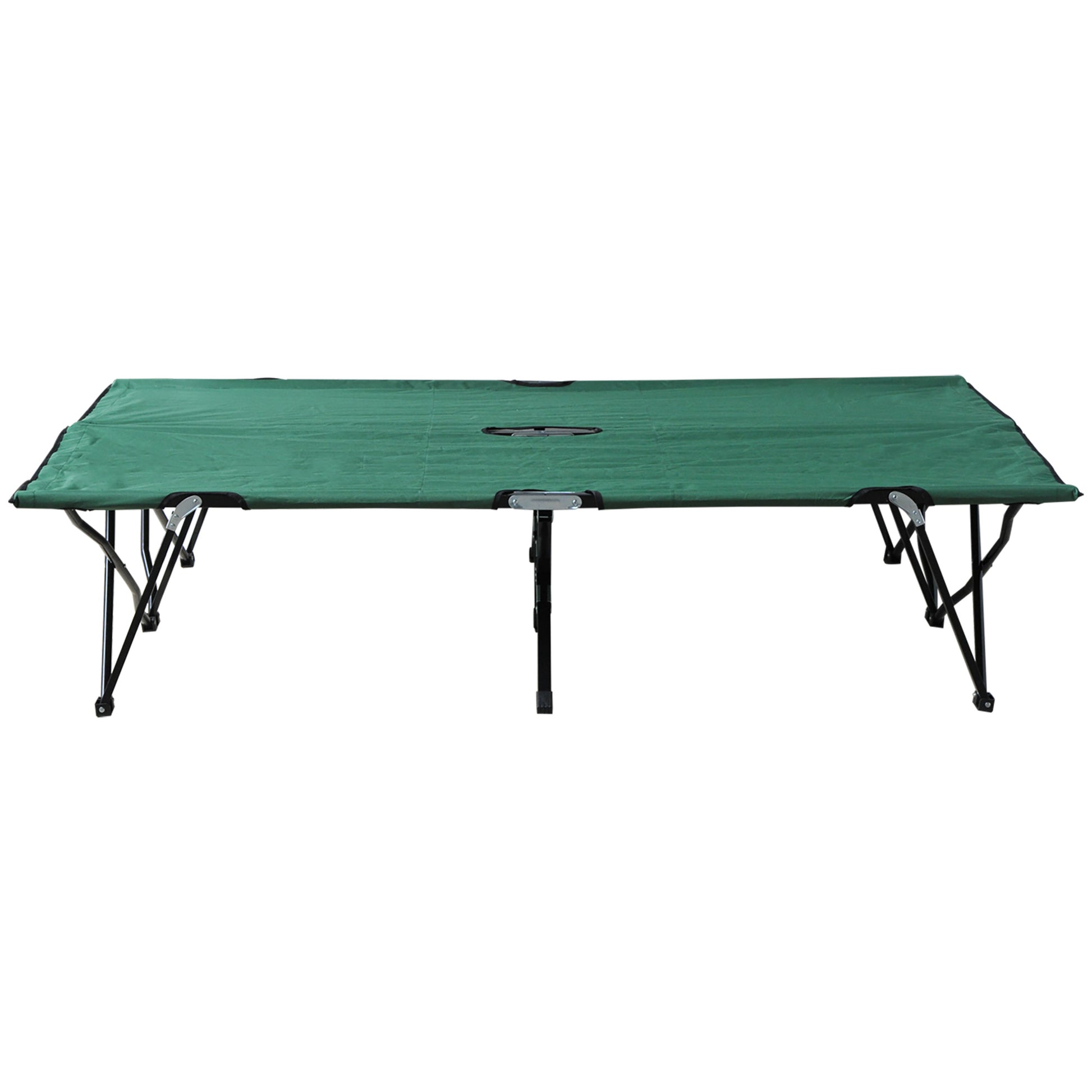 Outsunny 2 Person Folding Camping Cot For Adults, 50" Extra Wide Outdoor Portable Sleeping Cot With Carry Bag, Elevated Camping Bed, Beach Hiking, Green Green Steel