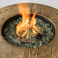 30Inch Round Fire Pit Table Propane Fire Table With Lava Rocks Black Steel