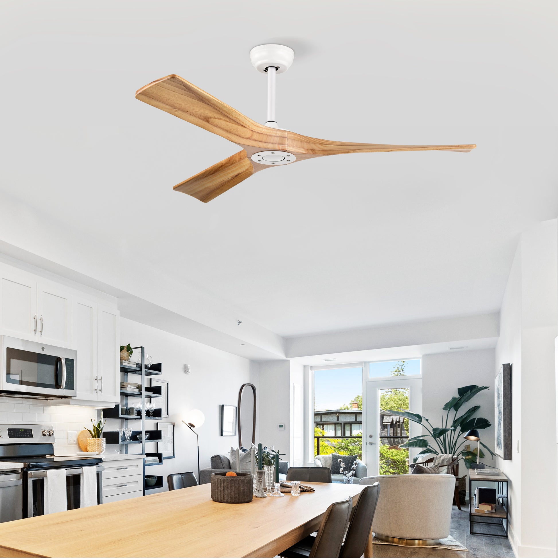 52" Ceiling Fan With Remote Control No Lights,Modern Reversible Dc Motor Indoor 3 Blades Ceiling Fans For Patio Bedroom Living Room Matte White Matte White American Design,Classic,Vintage Wood Metal