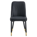 1 Table And 8 Chairs Set.A Rectangular Dining Table With A Imitation Marble Black Table Top And Black Metal Legs.Paired With 8 Chairs With Pu Leather Seat Cushion And Black Metal Legs.F 1538,C 007 Black Glass Metal