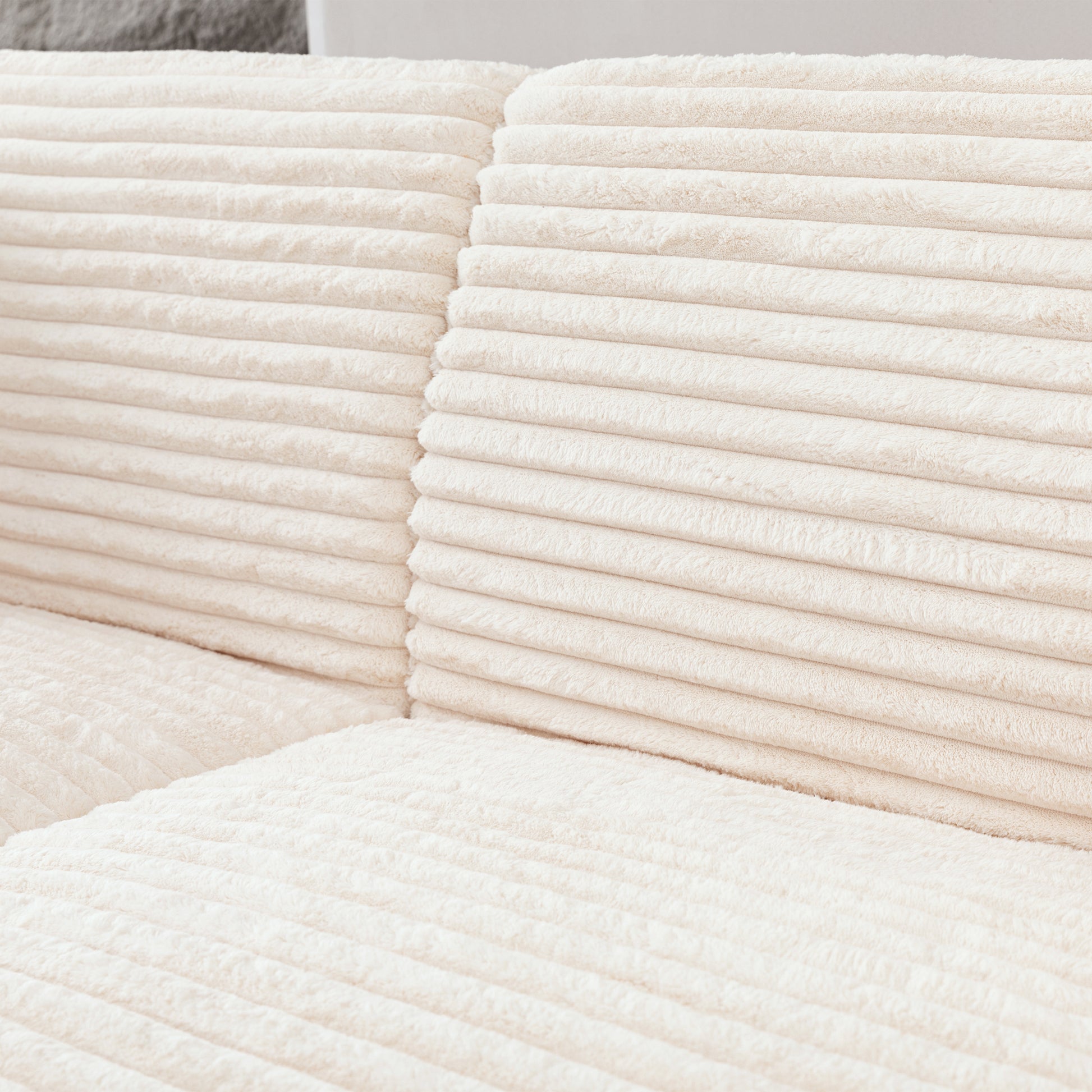 2291 Modern Sofa, Comfortable Cloud Sofa Soft Plush Corduroy Interior With Square Armrests, Living Room, Bedroom, Beige Beige Corduroy 3 Seat