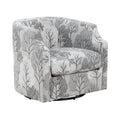 Isabelle Swivel Glider Barrel Chair Gray Floral Gray Foam Fabric
