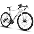 A28315 Road Bike, Suspension Fork, Aluminum Frame Disc Brakes, Men'S Women'S Road Bike White Aluminium