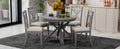 5 Piece Retro Functional Dining Table Set Extendable Round Table And 4 Upholstered Chairs For Dining Room And Living Room Grey Grey Solid Wood