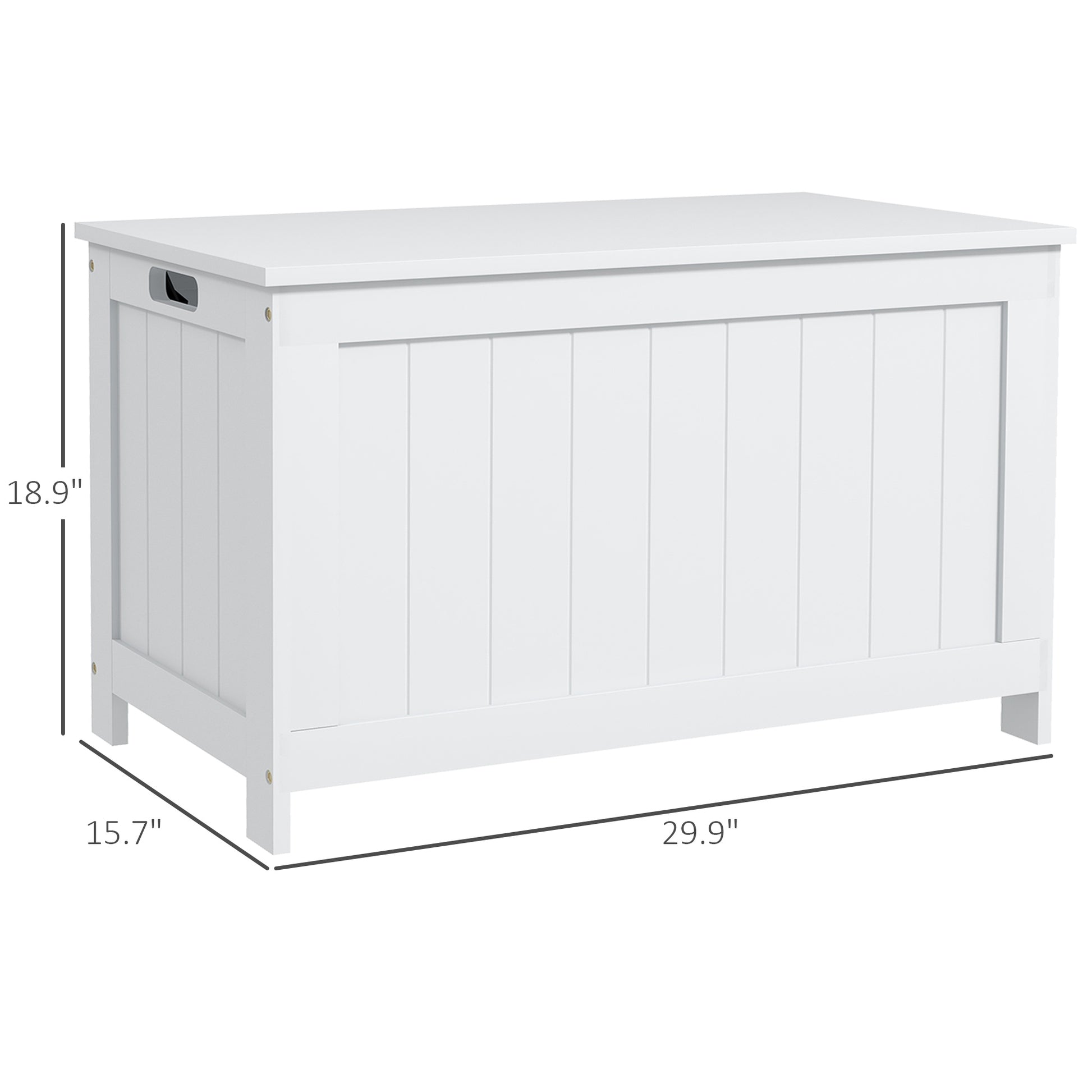 Homcom 29.9" Storage Chest W 2 Safety Hinges, Wooden Box, White White Mdf