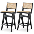 Keira Rattan Bar Stool Set Of 2 Solid Black,Rattan Espresso Dining Room Bar Stools Rattan,Solid Wood