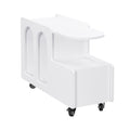 Mobile End Table With Lockable Wheels, Cream Style Side Table With Storage Drawer, 11.8Inch Narrow Nightstand With Multi Layer Storage, Living Room, White White Primary Living Space Mdf