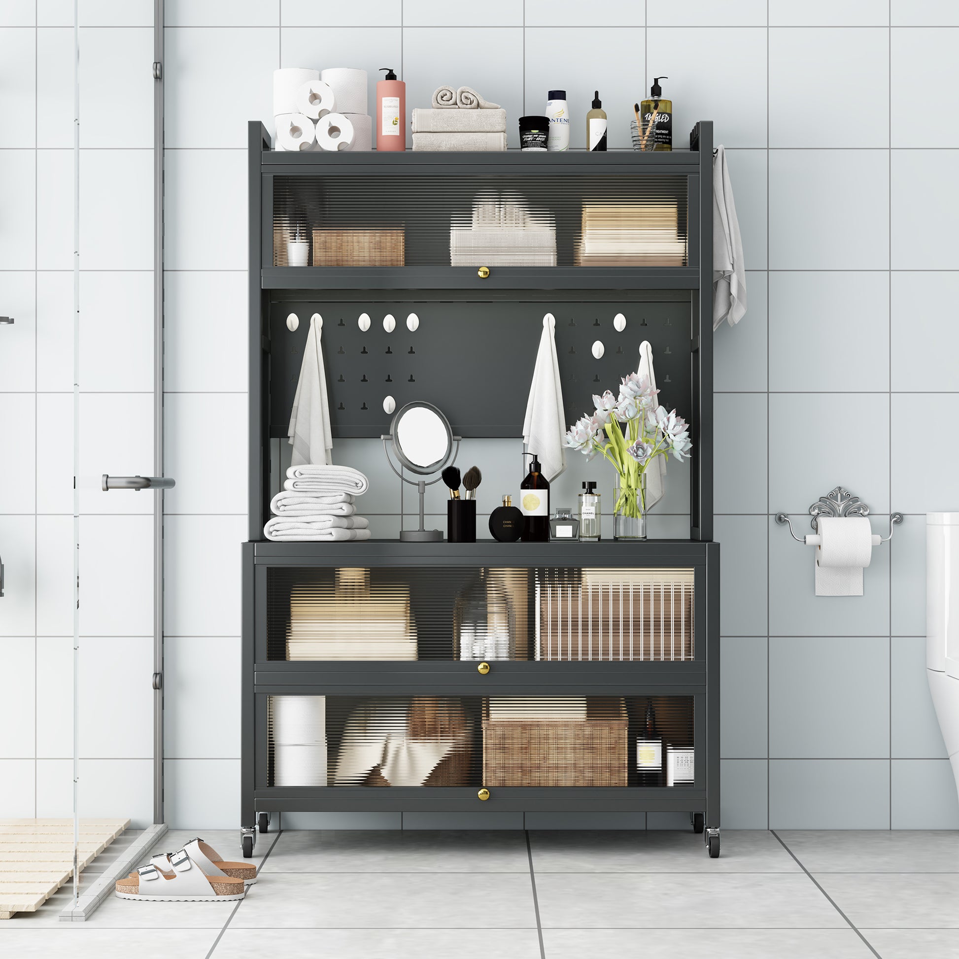 Metal Storage Shelves Grey Metal