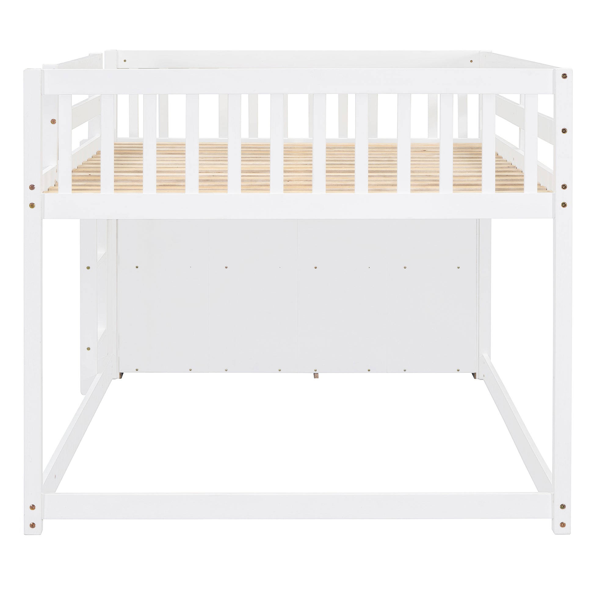 Full Over Full Bunk Bed With 4 Drawers And 3 Shelves White Full White Solid Wood