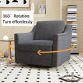 360 Degree Swivel Armchair Cotton Linen Skin Friendly Fabric Ergonomic Design Brass Nail Decorative Armchair Living Room Chairs Bedroom Chairs Living Room Chairs Black Legs Suitable For Indoor Homes Black Gray Modern Foam Cotton Linen