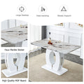 Tables And Chairs Set, Modern Minimalist Style White Marble Pattern Table, Bar Table. Can Rotate And Adjust The Lifting Bar Chair 360 . Pet Backrest And Pu Leather Seat Cushion. Bt 1280Lc 011 White Mdf