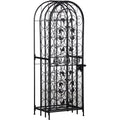 Homcom 45 Bottle Wrought Iron Wine Rack Jail With Lock Black Black Iron