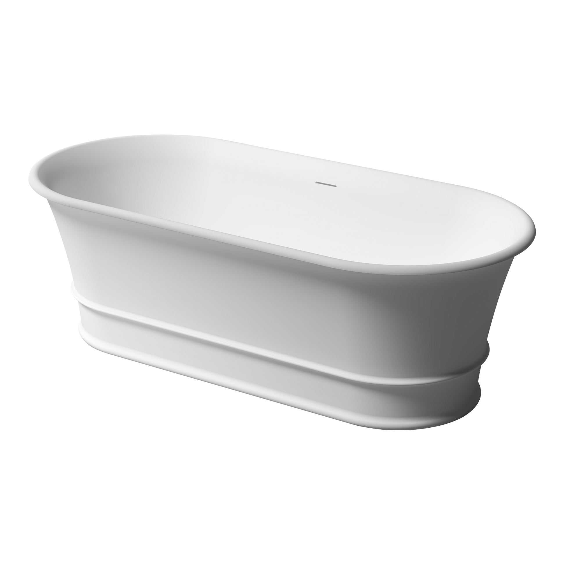 67" Free Standing Artificial Stone Solid Surface Bathtub White Oval Bathroom Freestanding Tubs Matte 61 69 In Modern Soaking Center Solid Surface Solid Surface