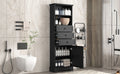 Black Tall Storage Cabinet With 3 Drawers And Adjustable Shelves For Bathroom, Study, Office And Interior, Mdf Board With Painted Finish Black Mdf