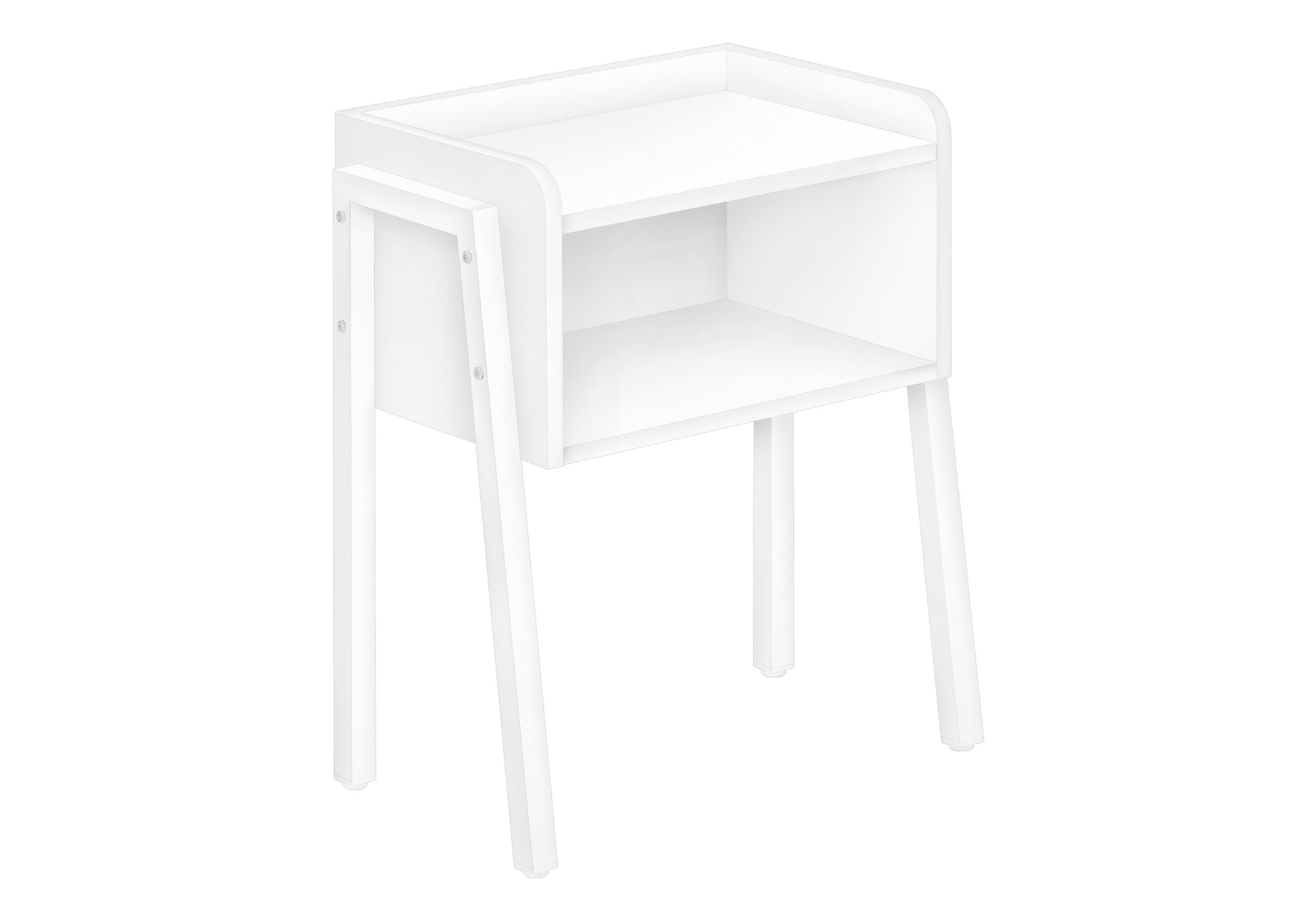 Accent Table, Side, End, Nightstand, Lamp, Living Room, Bedroom, White Laminate, White Metal, Contemporary, Modern White Metal