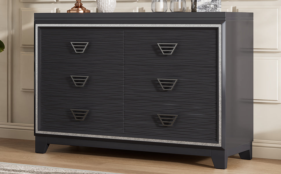 Elegant Dresser With Metal Handle And Sparkling Shiny Decoration, Stor Elegant Dresser With Metal Handle And Sparkling Shiny Decoration, Stor