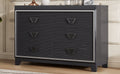 Elegant Dresser With Metal Handle And Sparkling Shiny Decoration, Storage Cabinet With 6 Drawers For Bedroom, Living Room, Black Black Mdf