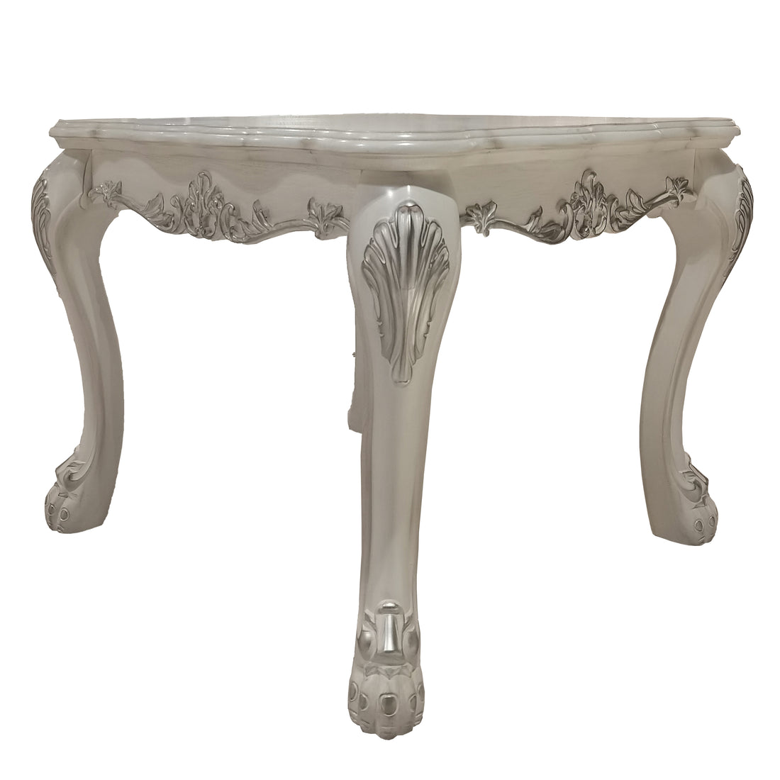 Bone White End Table With Claw Leg White Primary Living Space Traditional Square Wood Plastic