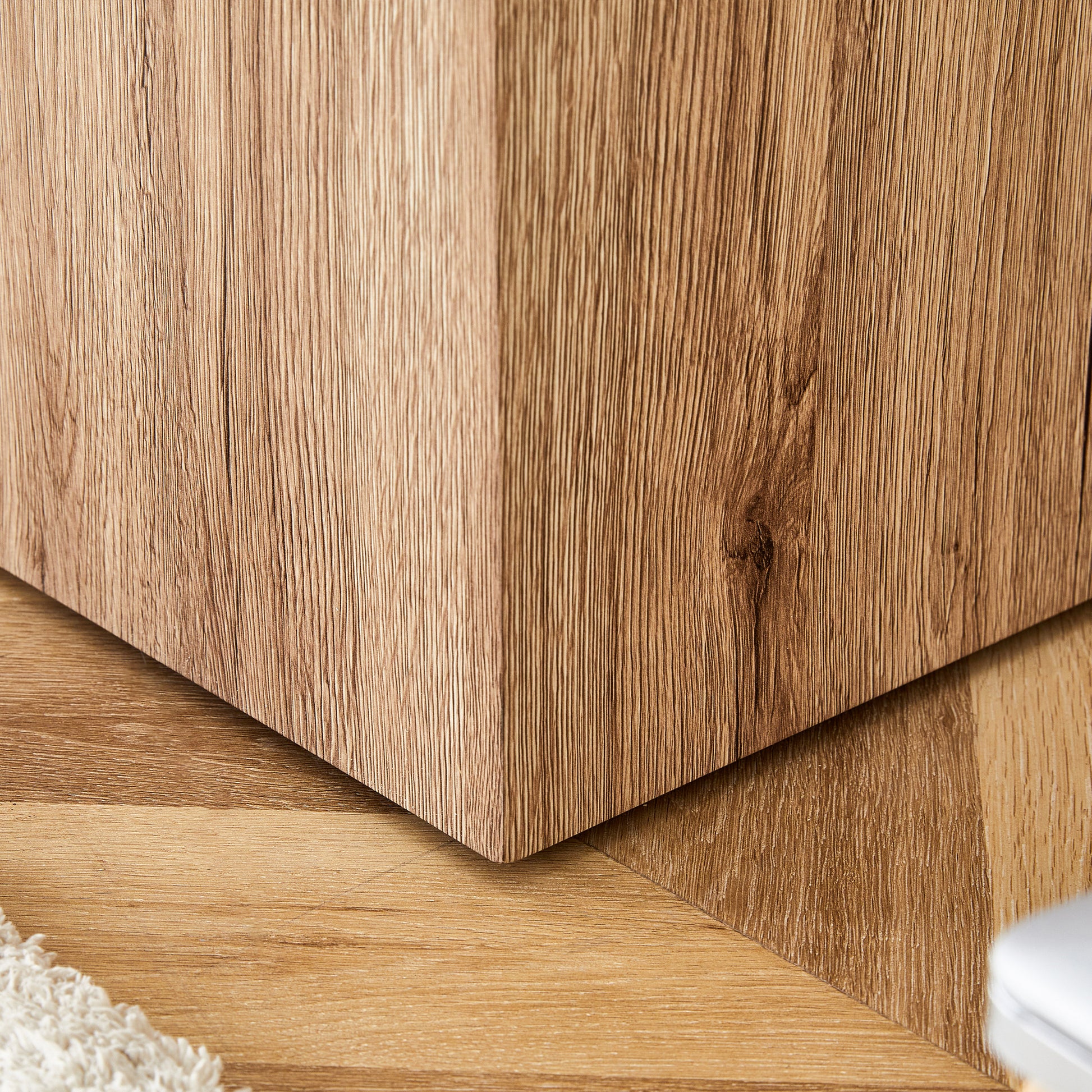 Elevate Your Living Space With This Modern Mdf Coffee Table That Showcases Smooth, Light Wood Color Texture Patterns. It Is Characterized By Stylish Design. Wood Mdf