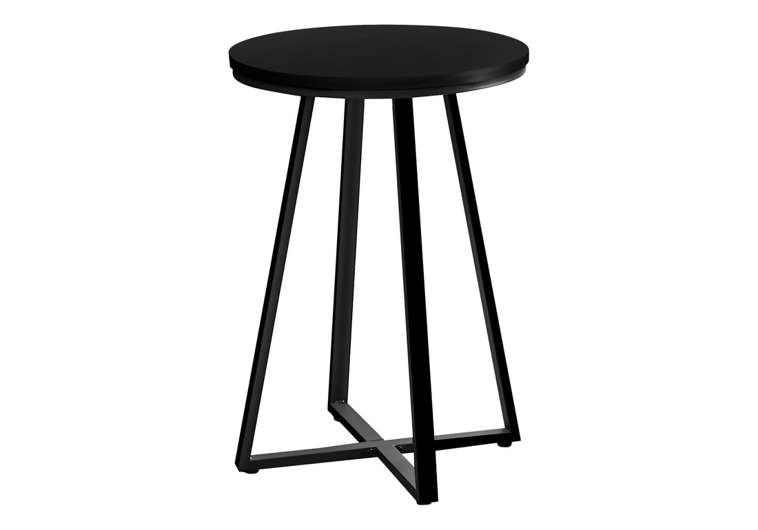 Accent Table, Side, Round, End, Nightstand, Lamp, Living Room, Bedroom, Black Laminate, Black Metal, Contemporary, Modern Black Metal