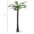 Outsunny 6' Artificial Lighted Palm Tree With 3 Coconuts, 240 Led Light, Color Changing Light Up Tropical Palm Tree With Remote For Indoor, Outdoor, Pool, Party D Cor Green Plastic