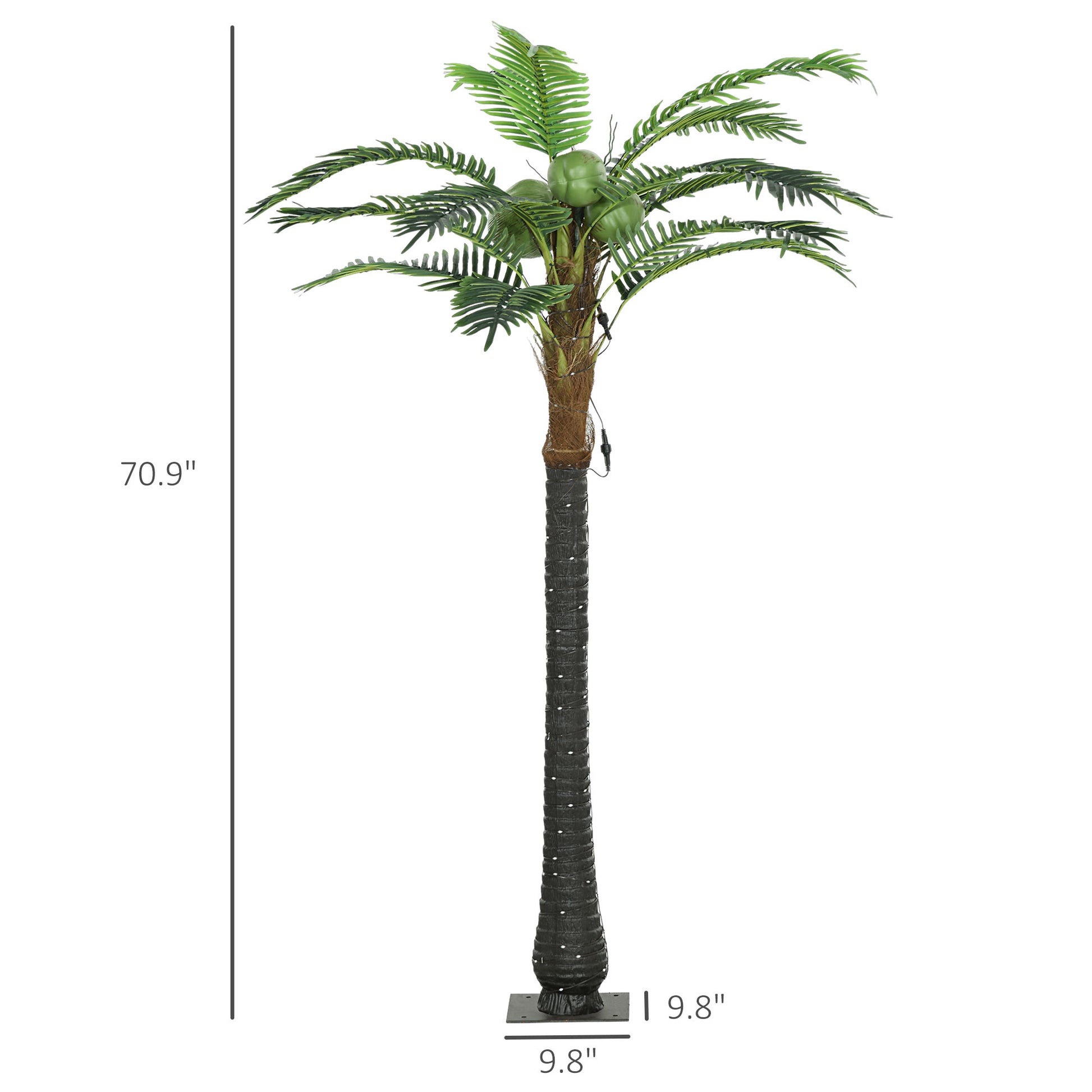 Outsunny 6' Artificial Lighted Palm Tree With 3 Coconuts, 240 Led Light, Color Changing Light Up Tropical Palm Tree With Remote For Indoor, Outdoor, Pool, Party D Cor Green Plastic