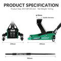 Floor Jack 1.5 Ton Hydraulic Low Profile Aluminum And Steel Car Jack, Lightweight Service Jack With Quick Lift Dual Pump, 3,000 Lbs Capacity Green Aluminum