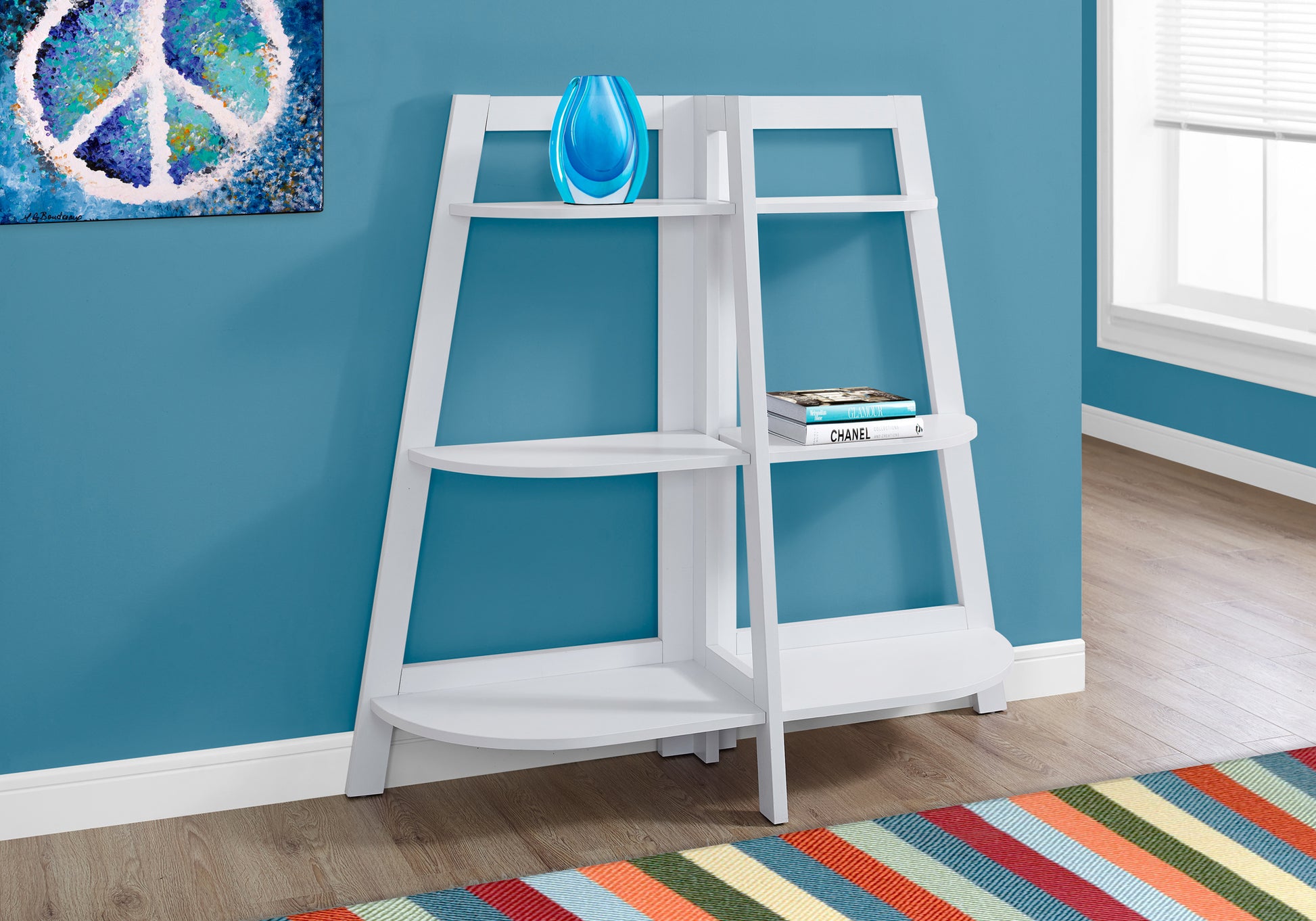 Bookshelf, Bookcase, Etagere, 3 Tier, 48"H, Office, Bedroom, White Laminate, Contemporary, Modern White Particle Board