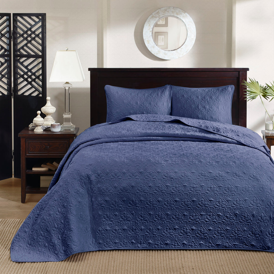Reversible Quilt Set Navy Twin Twin Xl Navy Cotton