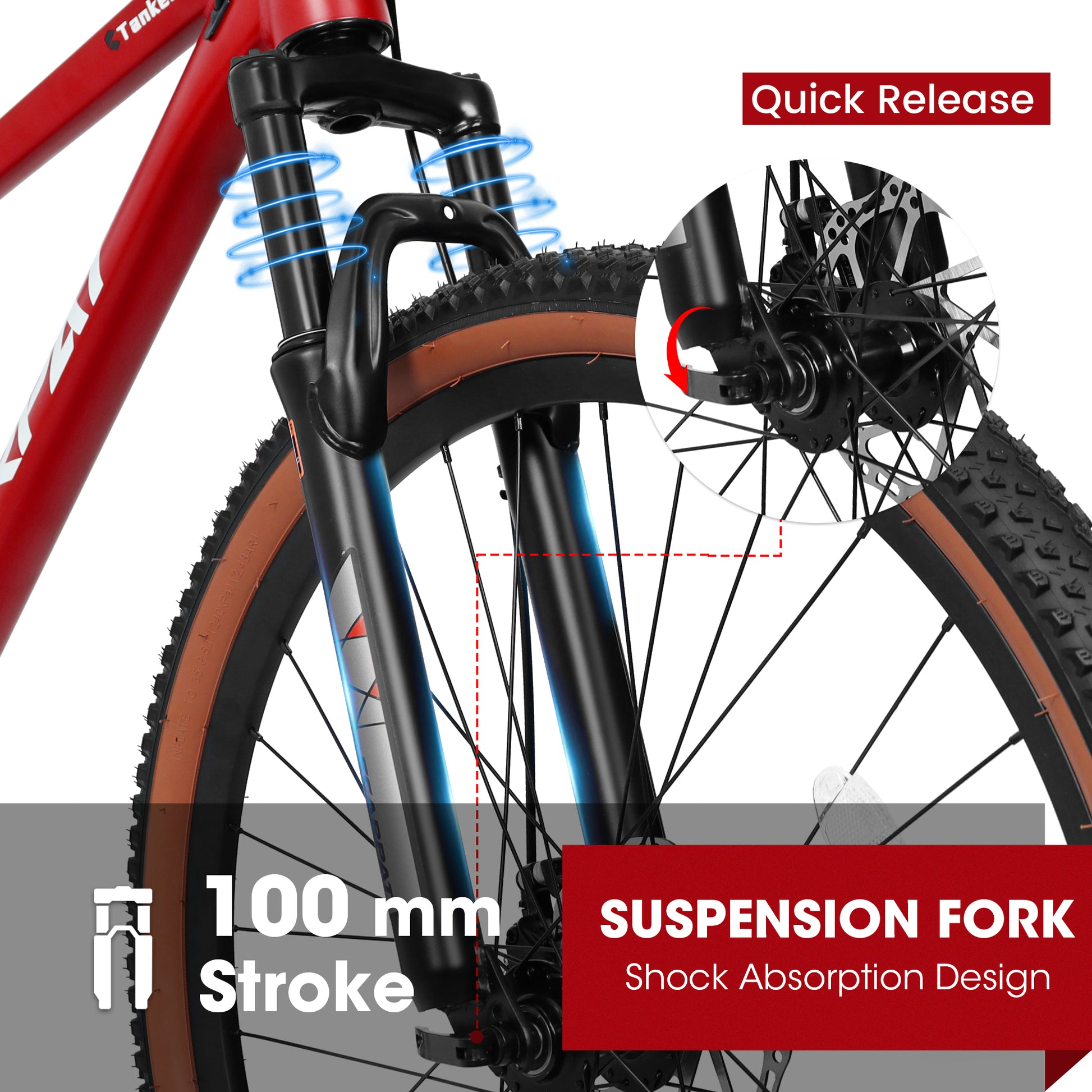 A27312 Ecarpat Mountain Bike 27 Inch Wheels, 21 Speed Mens Womens Trail Commuter City Mountain Bike, Aluminium Frame Disc Brakes Thumb Shifter Front Fork Bicycles Cycling Red Without Durable Garden & Outdoor Multifunctional Polyurethane Foam Aluminium