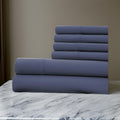 Forli 6 Piece Microfiber King Sheet Set With Nano Technology The Urban Port, Blue Blue Microfiber
