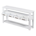 62.2'' Modern Console Table Sofa Table For Living Room With 4 Drawers And 2 Shelves White Solid Wood Mdf