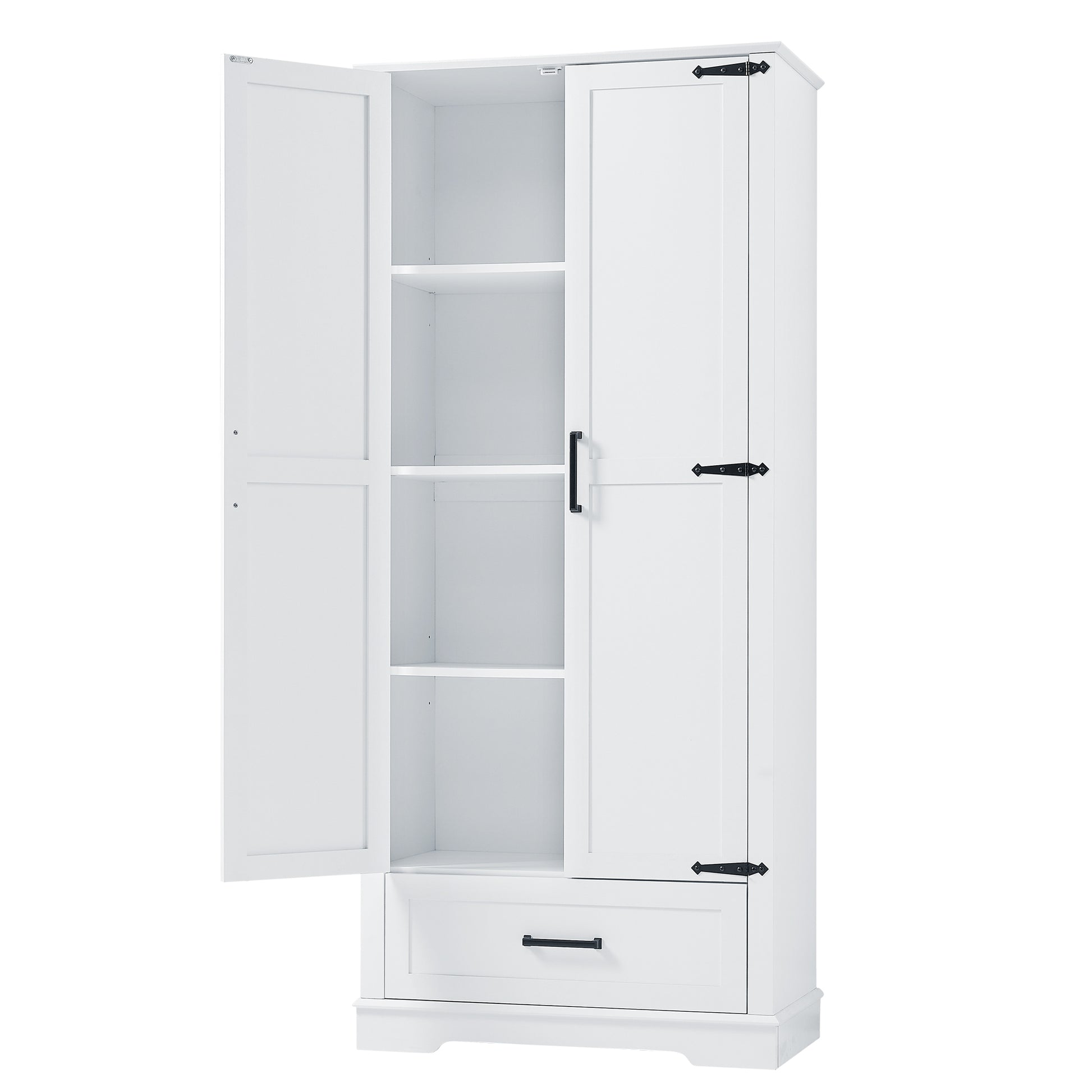 Tall Bathroom Storage Cabinet, Cabinet With Two Doors And One Drawer, Adjustable Shelf, Mdf Board, White White Mdf