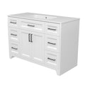 Solid Wood 48 Inch Bathroom Vanity With Single Sink Combo, Modern Vanity Cabinet With 2 Soft Closing Doors & 6 Full Extension Dovetail Drawers White 4 White 2 2 48 In & Above 32 To 35 In Soft Close Doors Bathroom Freestanding Luxury,Modern 20 25 Inches