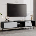 Modern Tv Stand For 80'' Tv With 2 Doors, Media Console Table, Entertainment Center With Large Storage Cabinet For Living Room, Bedroom Black Grey 70 79 Inches Primary Living Space 70 79 Inches 75