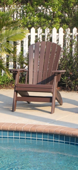 Brown Adirondack Chair Sturdy Hdpe Poly Lumber For Poolside, Patio, And Garden Relaxation No Adirondack Brown Weather Resistant Frame Garden & Outdoor American Traditional Hdpe Hdpe