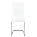 White And Chrome Side Chairs With Metal Sled Base Set Of 2 Solid White Silver Dining Room Foam Rectangular Modern Side Chair Solid Back Set Of 2 Faux Leather