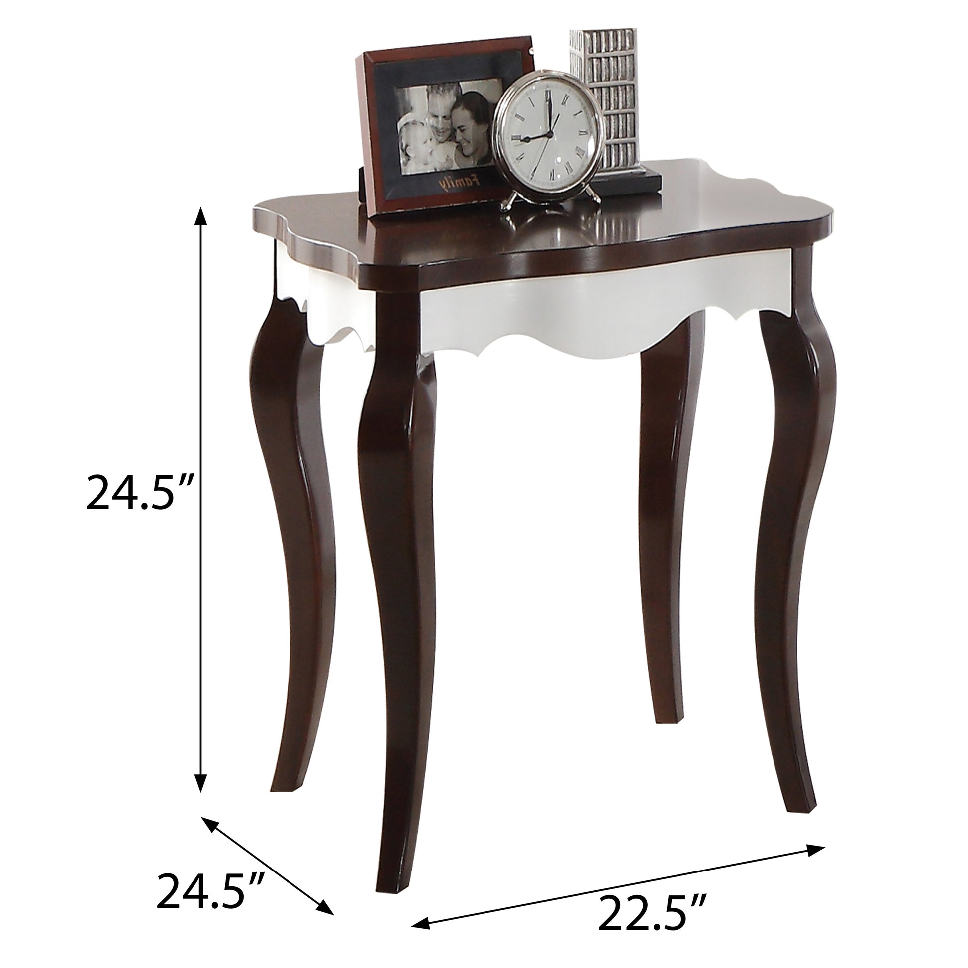 Walnut And White Rectangular End Table Brown White Primary Living Space Modern Oak Rectangular Wood