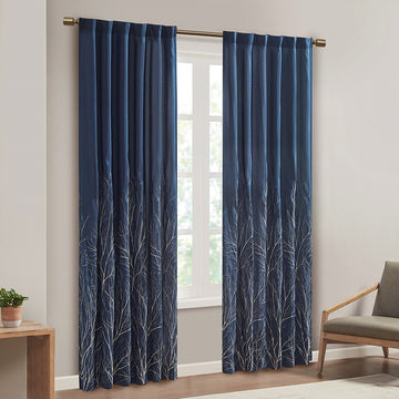 Curtain Panel Only 1 Pc Panel White Blue Polyester