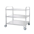 3 Tier Stainless Steel Cart, Serving Cart With Wheels, Restaurant, Household, Service Trolley, 360 Rotation Storage Cart With Locking Wheels 37.4 * 19.2 * 36.6'' L*W*H Rolling Kitchen Food Cart White Silver Stainless Steel