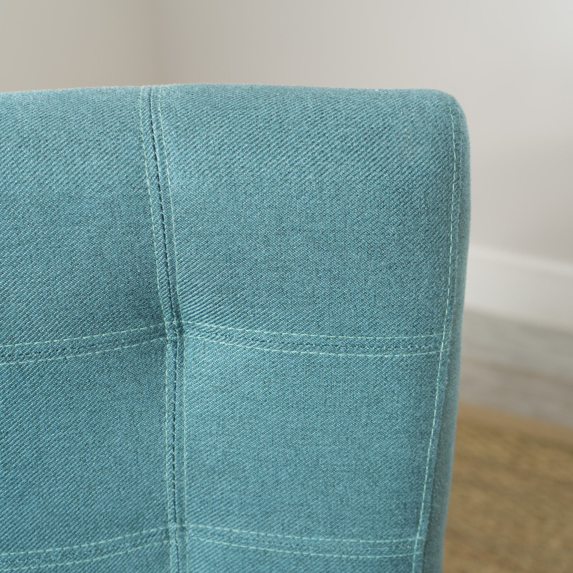 Dining Chair Aqua Blue Wood Fabric