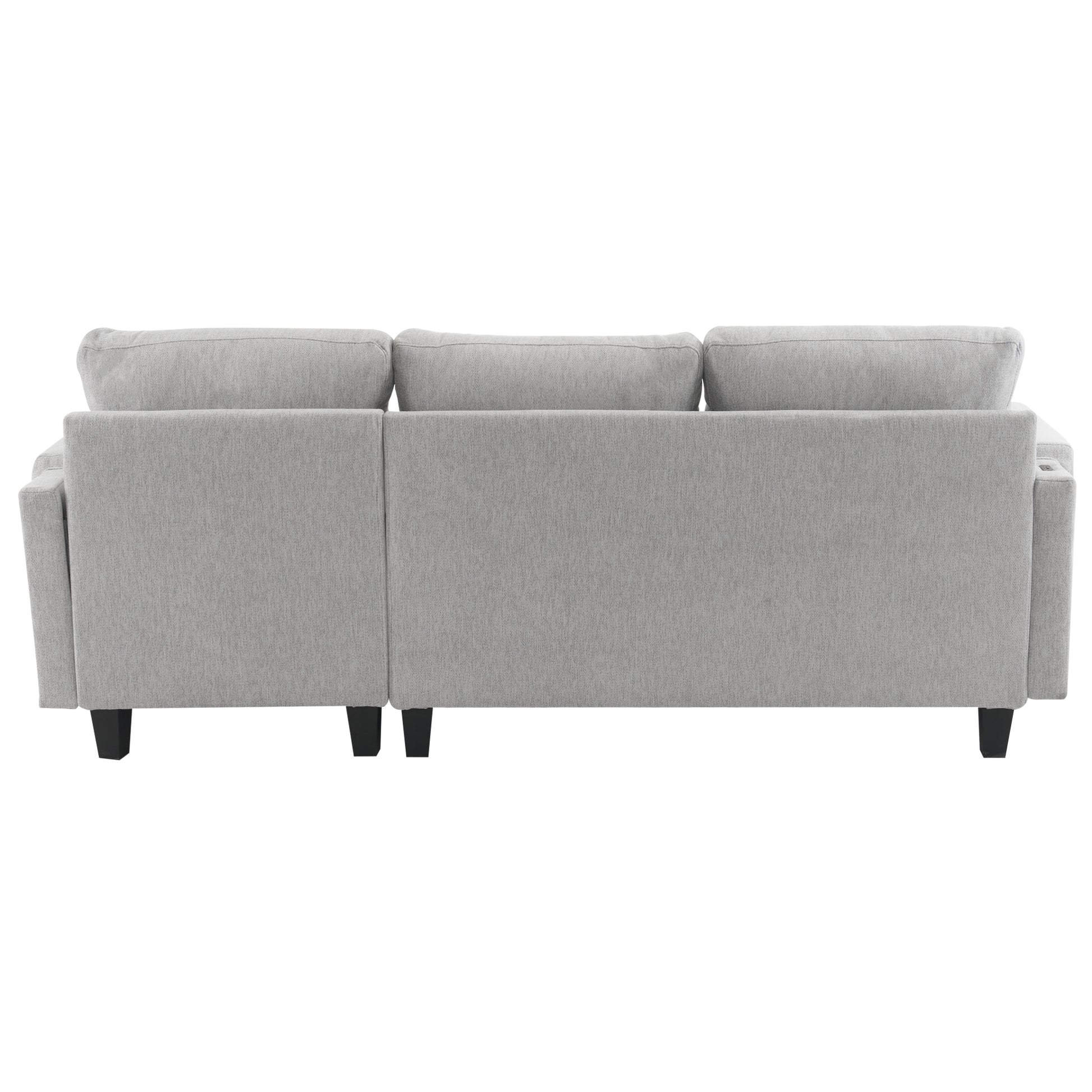 83.4" L Shaped Sofa Sectional Couch Sofa Bed With Two Usb Ports, A Movable Ottoman And A Reversible Chaise Lounge For Living Room, Grey Grey Foam Chenille 5 Seat