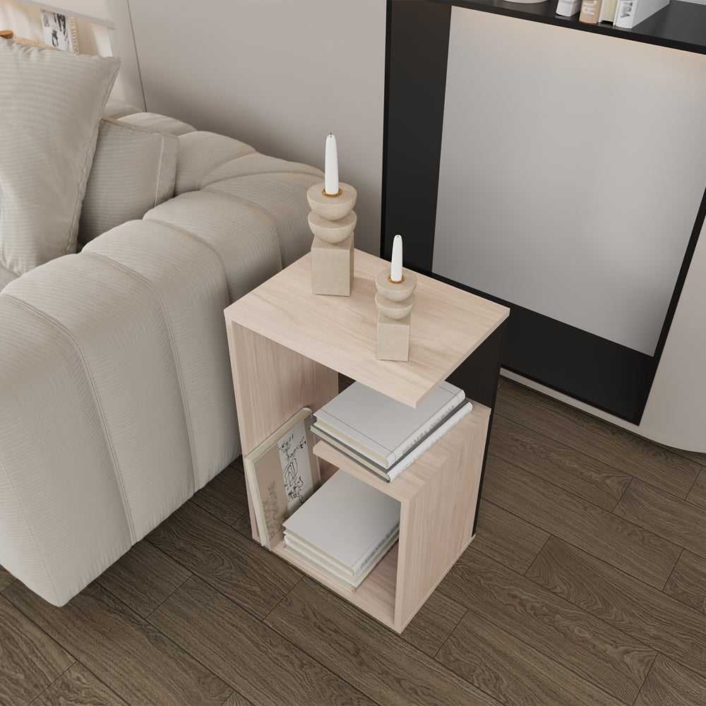 Side Table Sallis, Living Room, Pearl Black Multi Particle Board Engineered Wood