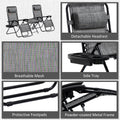Outsunny Zero Gravity Chair Set With Side Table, Folding Reclining Chair With Cupholders & Pillows, Adjustable Lounge Chair For Pool, Backyard, Lawn, Beach, Gray Grey Steel