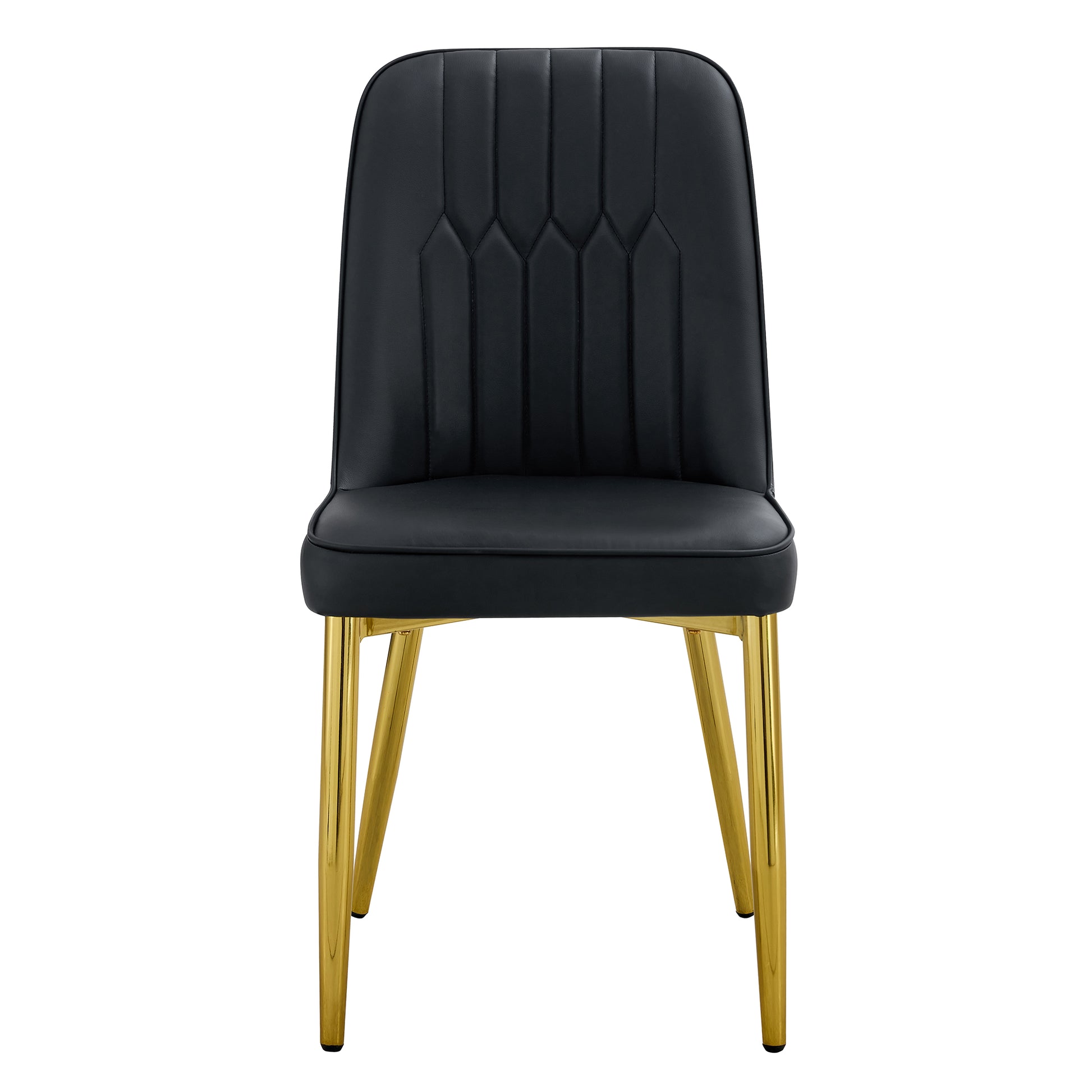 4 Modern Dining Chairs, Sleek Pu Leather Backrest, And Gold Metal Legs Bring A Comfortable Home Experience To The Kitchen, Bedroom, And Office. Black Pu