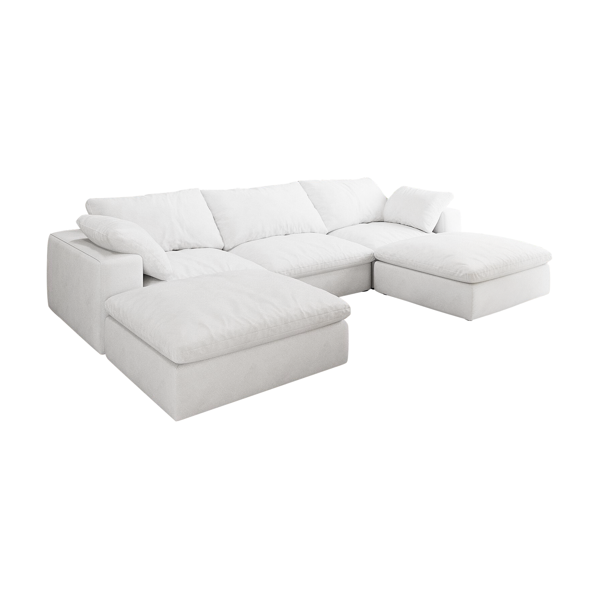 Large Size Modular Cloud Sofa 5 Seats Down Sofa Bed Apartment Living Room Sofa 3Seaters 2Ottoman White Down Filling 5 Seat