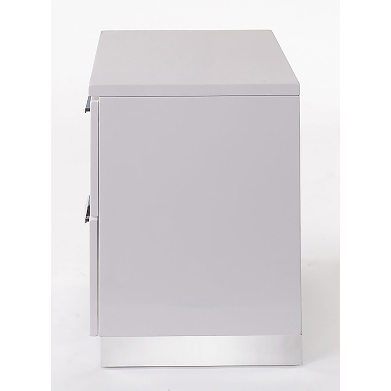 White And Chrome 2 Drawer Nightstand White Silver 2 Drawers Bedroom Rectangle Contemporary Rubberwood Drawers White Wood