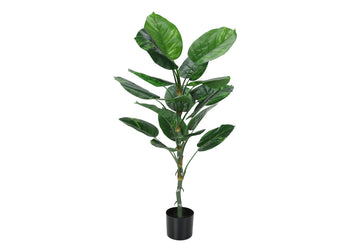 Artificial Plant, 54" Tall, Dieffenbachia Tree, Indoor, Faux, Fake, Floor, Greenery, Potted, Real Touch, Decorative, Green Leaves, Black Pot Green Foam Plastic