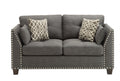 Light Charcoal Loveseat With 4 Pillows Grey Linen Wood Primary Living Space Loose Back Flared Arms Wood Fabric