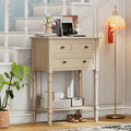 Narrow Console Table, Slim Sofa Table With Three Storage Drawers And Bottom Shelf Beige Beige Solid Wood Mdf
